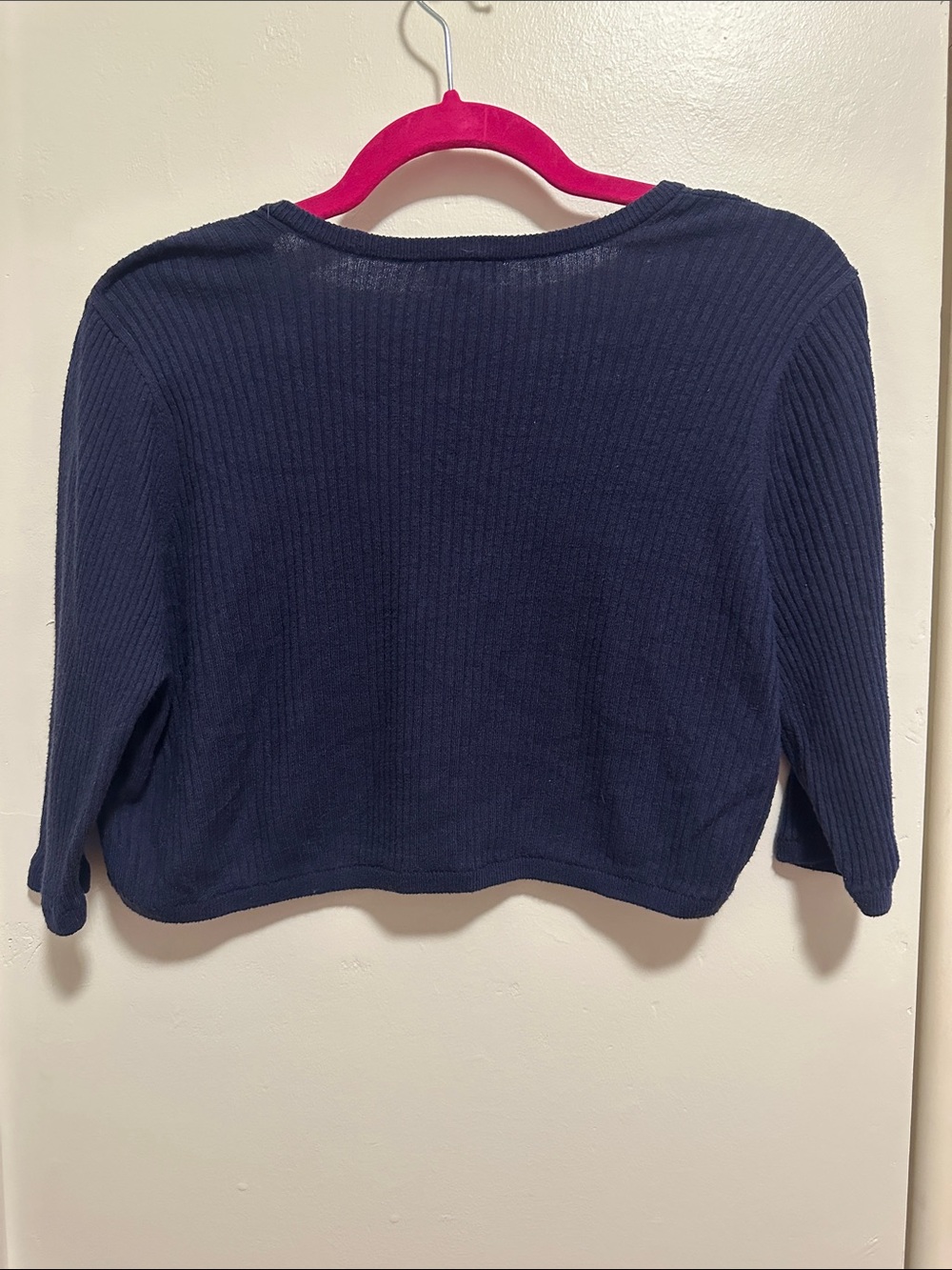 torrid Navy Ribbed Open-Front Crop Cardigan - Picture 3 of 3